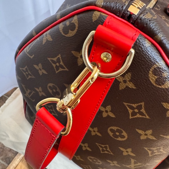 Louis Vuitton Monogram Keepall 50 Boston Travel Hand Bag RARE RED - Picture 13 of 16